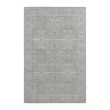 Modern and Contemporary Wool and Plant based Silk Hand Loomed Rug Grey Gray 5.9X9.0 -O087003