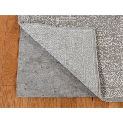 Modern and Contemporary Wool and Plant based Silk Hand Loomed Rug Grey Gray 5.9X9.0 -O087003