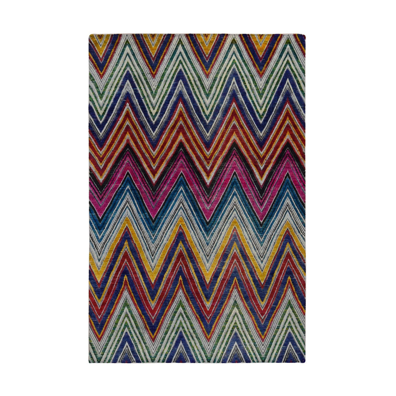Pink 6'0" x 9'0" Modern and Contemporary Hand knotted Wool/Silk Rug - Sku: O087005