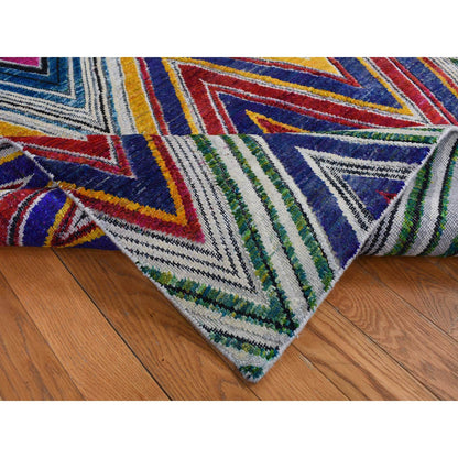 Modern and Contemporary Wool & Silk Hand Knotted Rug Pink No Border 6.0X9.0 -O087005