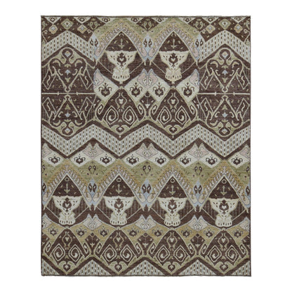Tribal & Geometric Wool Hand Knotted Rug Brown No Border 8.1X10.0 -O087007