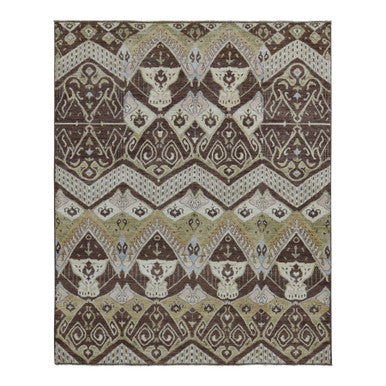 Tribal & Geometric Wool Hand Knotted Rug Brown No Border 8.1X10.0 -O087007