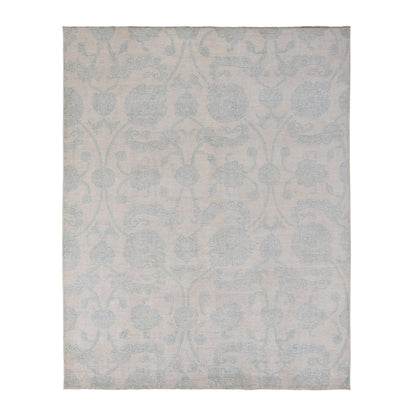 Oushak And Peshawar Wool Hand Knotted Rug Ivory No Border 8.0X10.1 -O087009