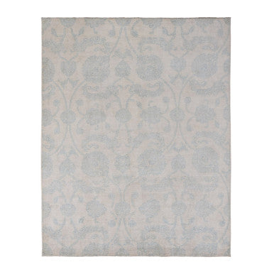 Oushak And Peshawar Wool Hand Knotted Rug Ivory No Border 8.0X10.1 -O087009