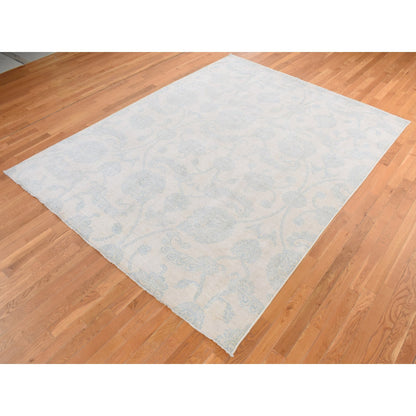 Oushak And Peshawar Wool Hand Knotted Rug Ivory No Border 8.0X10.1 -O087009