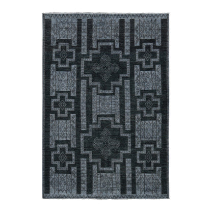 Tribal & Geometric Wool Hand Knotted Rug Grey No Border 6.2X9.2 -O087011