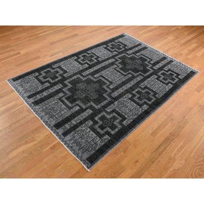 Tribal & Geometric Wool Hand Knotted Rug Grey No Border 6.2X9.2 -O087011