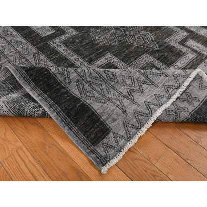 Tribal & Geometric Wool Hand Knotted Rug Grey No Border 6.2X9.2 -O087011