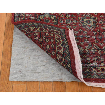Mamluk Worn Wool Hand Knotted Rug Red Ivory 6.1X9.0 -O087012
