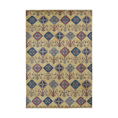 Kazak Wool Hand Knotted Rug Yellow No Border 6.1X9.1 -O087013