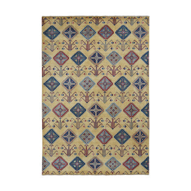 Kazak Wool Hand Knotted Rug Yellow No Border 6.1X9.1 -O087013