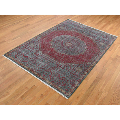 Mamluk Wool Hand Knotted Rug Green No Border 6.0X9.0 -O087015