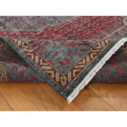 Mamluk Wool Hand Knotted Rug Green No Border 6.0X9.0 -O087015