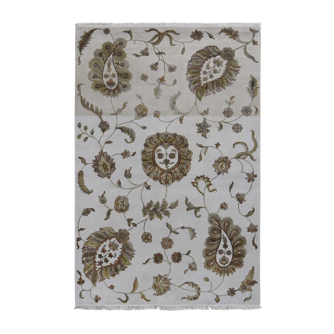 Gray 6'0" x 9'2" Rajasthan Hand knotted Wool/Silk Rug - Sku: O087017