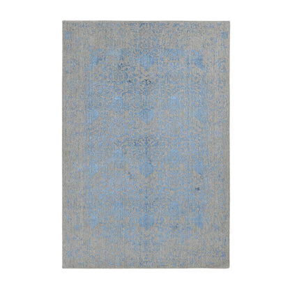 Modern and Contemporary Wool & Silk Hand Loomed Rug Blue No Border 5.10X8.9 -O087019