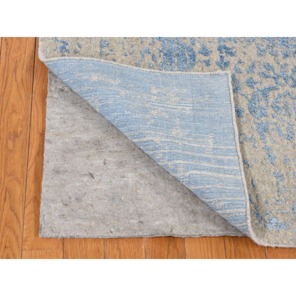 Modern and Contemporary Wool & Silk Hand Loomed Rug Blue No Border 5.10X8.9 -O087019