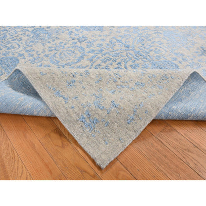 Modern and Contemporary Wool & Silk Hand Loomed Rug Blue No Border 5.10X8.9 -O087019