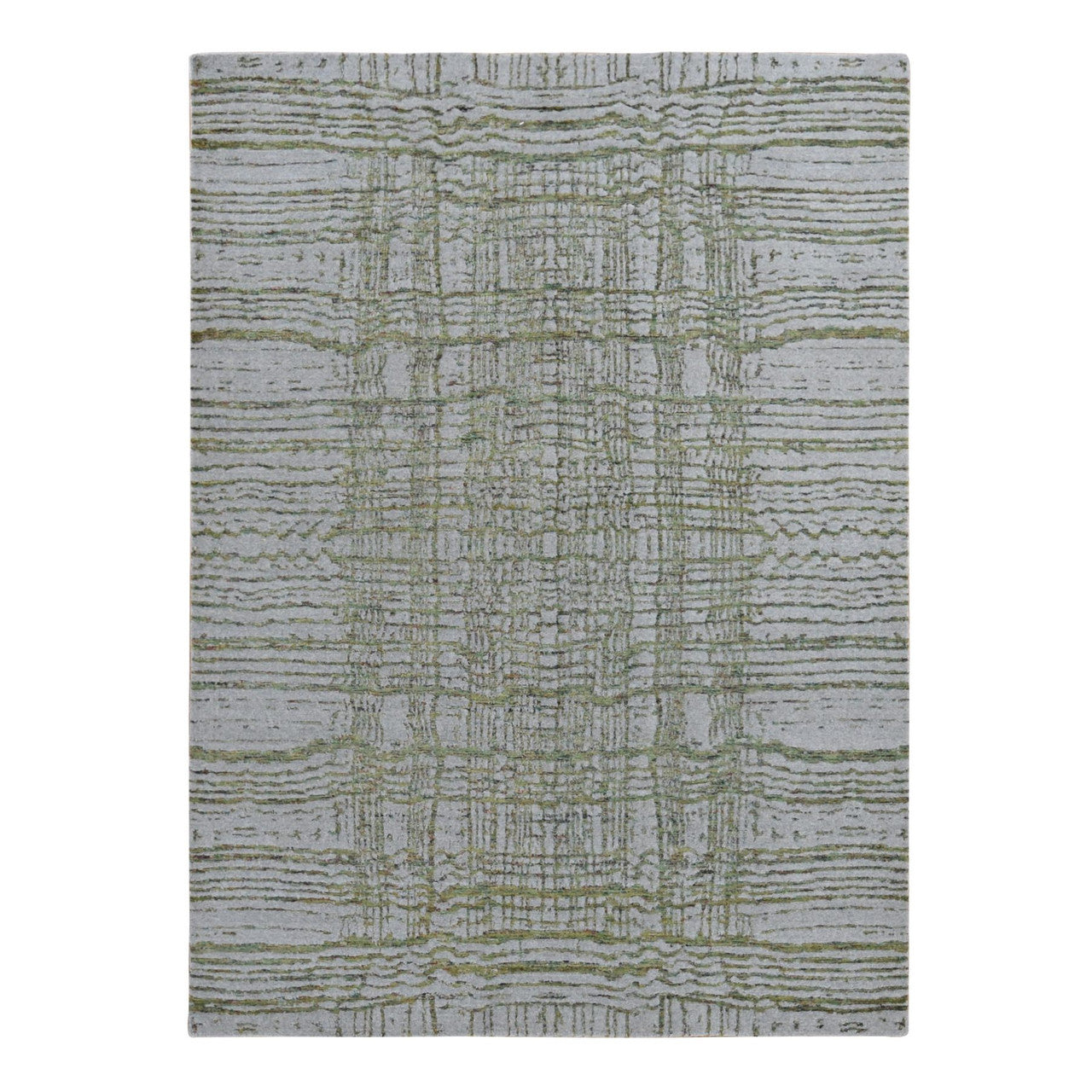 Gray 8'0" x 9'10" Modern and Contemporary Handloom Wool/Silk Rug - Sku: O087021