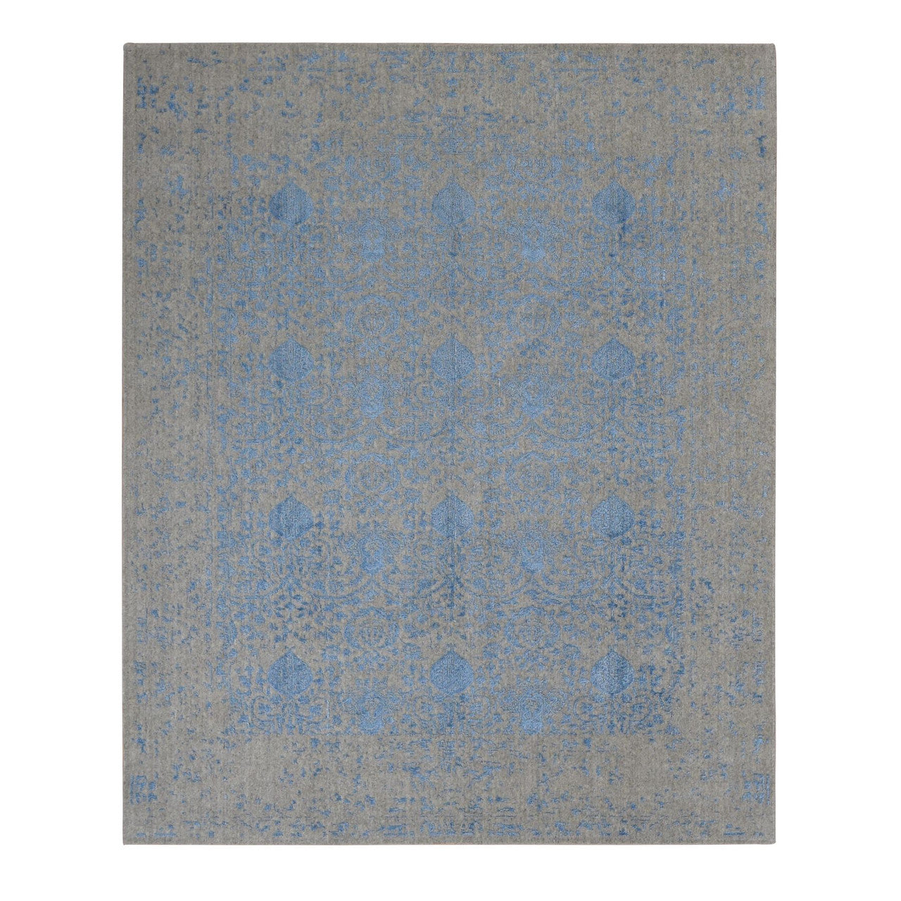 Blue 7'10" x 9'9" Modern and Contemporary Handloom Wool Rug - Sku: O087022