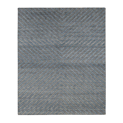 Modern and Contemporary Wool Hand Knotted Rug Blue No Border 8.0X9.9 -O087023