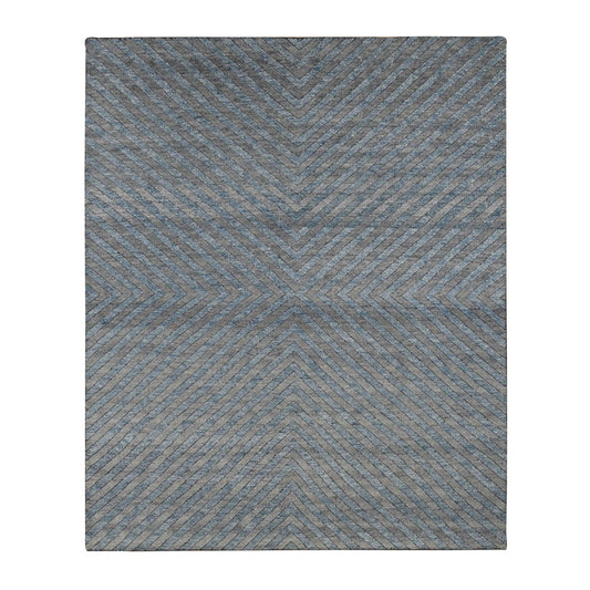 Modern and Contemporary Wool Hand Knotted Rug Blue No Border 8.0X9.9 -O087023