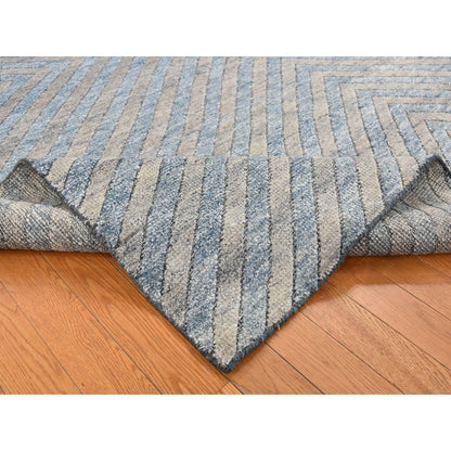 Modern and Contemporary Wool Hand Knotted Rug Blue No Border 8.0X9.9 -O087023