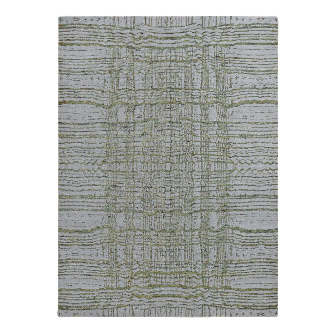 Gray 7'10" x 9'9" Modern and Contemporary Handloom Wool/Silk Rug - Sku: O087024