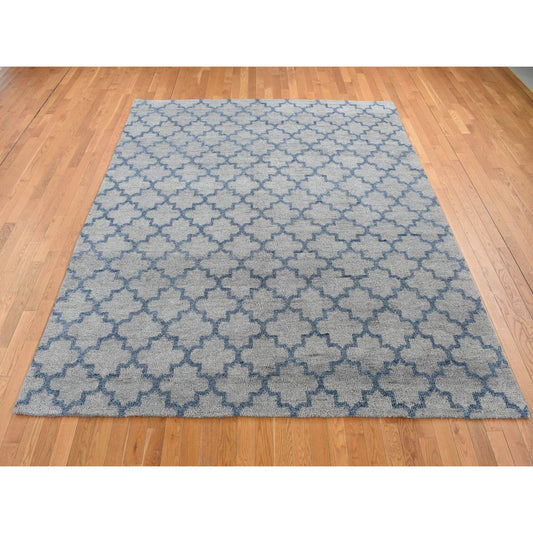 Modern and Contemporary Wool Hand Knotted Rug Grey No Border 8.1X9.9 -O087025