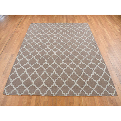 Modern and Contemporary Wool Hand Knotted Rug Brown No Border 7.10X9.9 -O087026