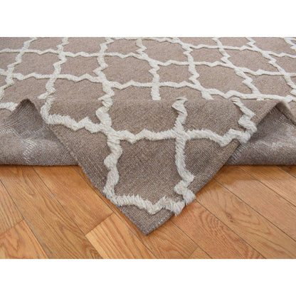 Modern and Contemporary Wool Hand Knotted Rug Brown No Border 7.10X9.9 -O087026