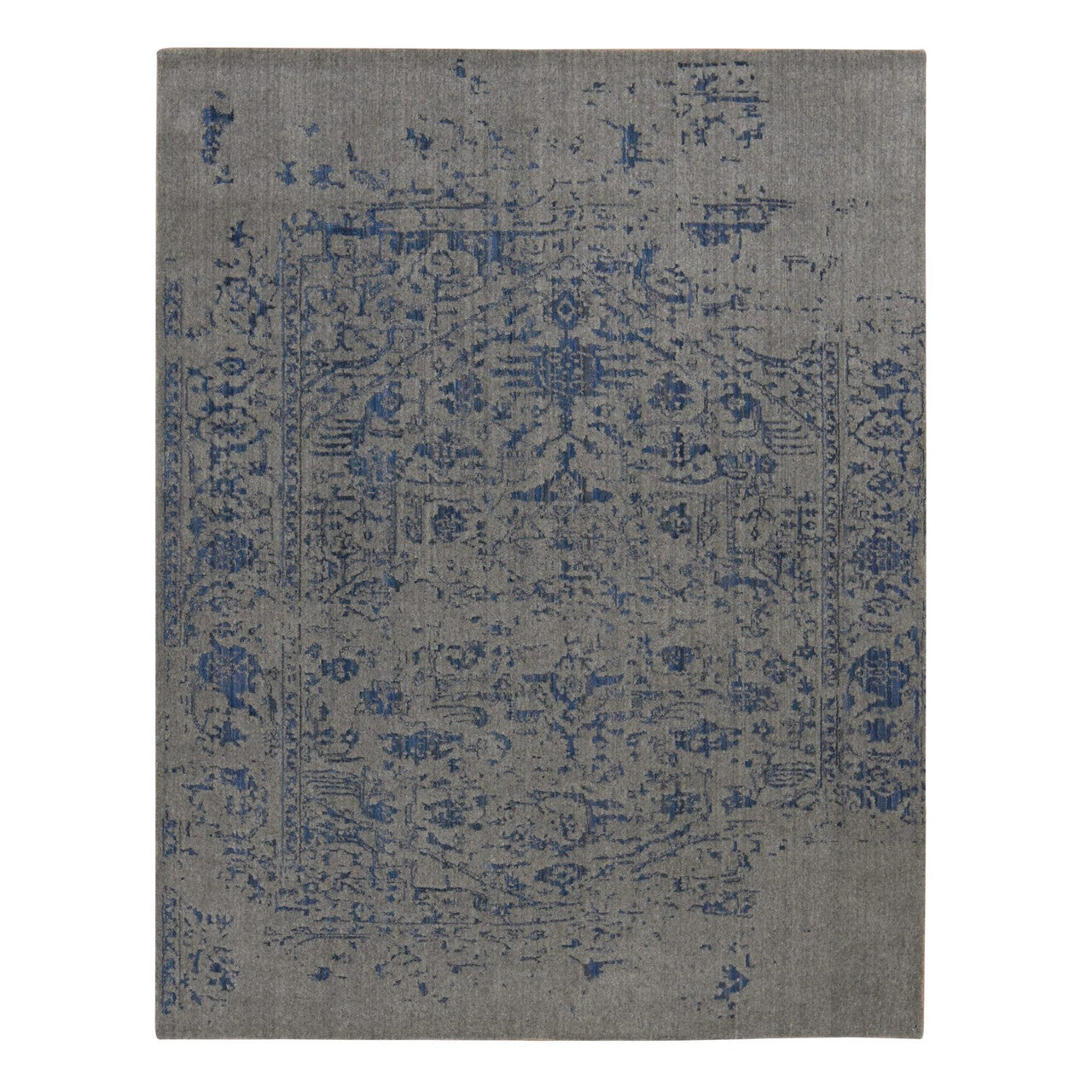 Gray 7'10" x 10'0" Modern and Contemporary Handloom Wool/Silk Rug - Sku: O087028