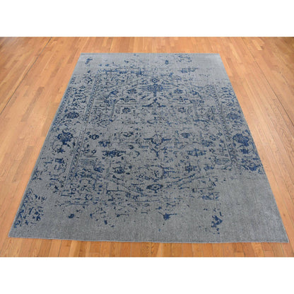 Modern and Contemporary Wool & Silk Hand Loomed Rug Grey No Border 7.10X10.0 -O087028