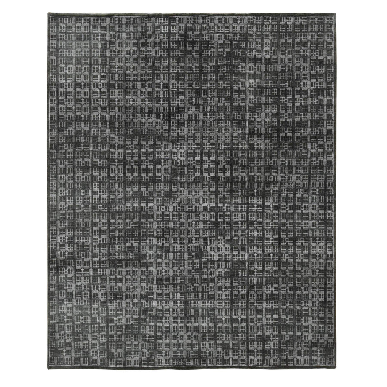 Brown 8'1" x 9'9" Modern and Contemporary Hand knotted Wool/Silk Rug - Sku: O087030