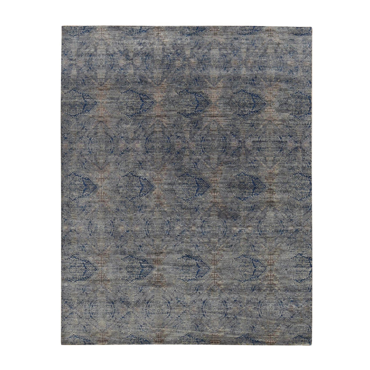 Gray 8'0" x 10'2" Modern and Contemporary Hand knotted Wool/Silk Rug - Sku: O087033