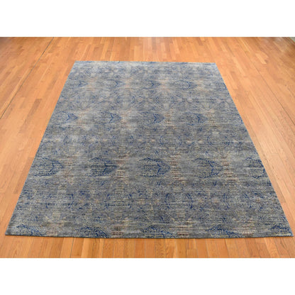 Modern and Contemporary Wool & Silk Hand Knotted Rug Grey No Border 8.0X10.2 -O087033