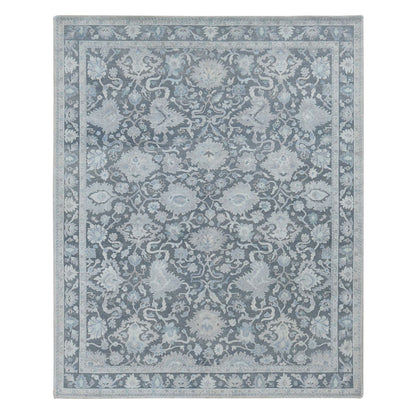 Oushak And Peshawar Wool & Silk Hand Knotted Rug Grey Gray 8.1X10.0 -O087037