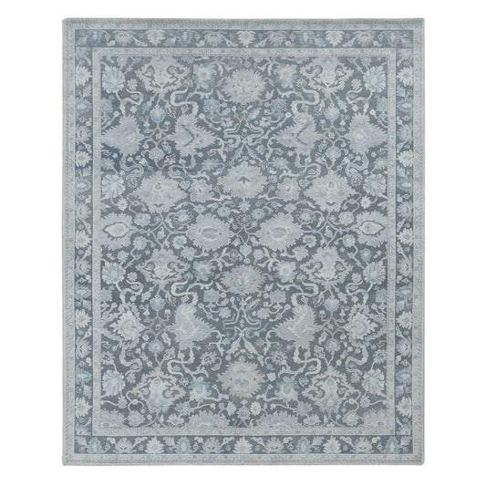 Oushak And Peshawar Wool & Silk Hand Knotted Rug Grey Gray 8.1X10.0 -O087037