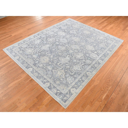 Oushak And Peshawar Wool & Silk Hand Knotted Rug Grey Gray 8.1X10.0 -O087037