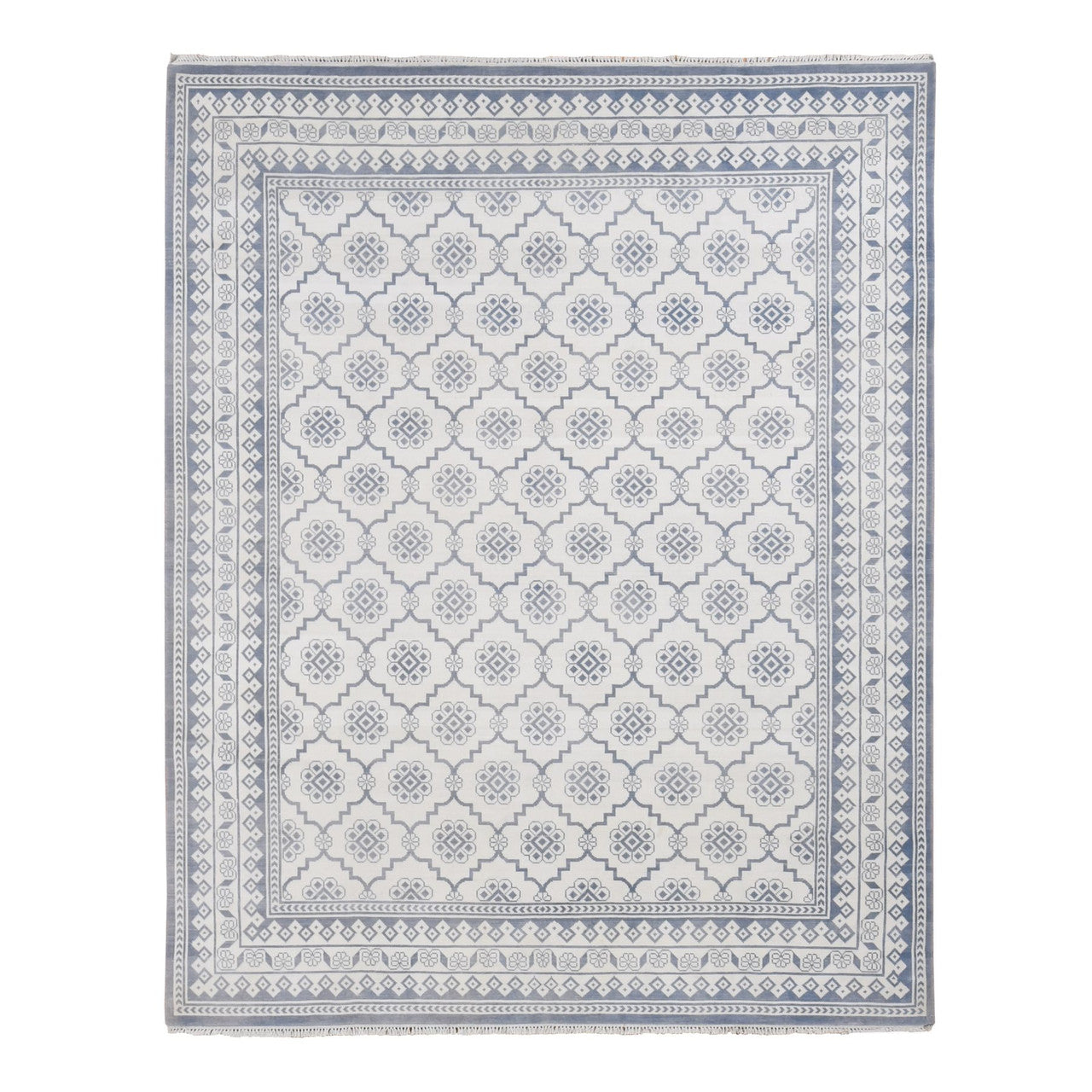 Ivory 8'1" x 10'2" Transitional Cotton Hand knotted Wool Rug - Sku: O087041