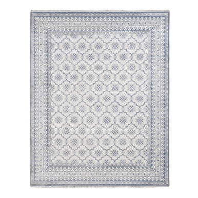 Transitional Cotton Hand Knotted Rug Ivory Ivory 8.1X10.2 -O087041