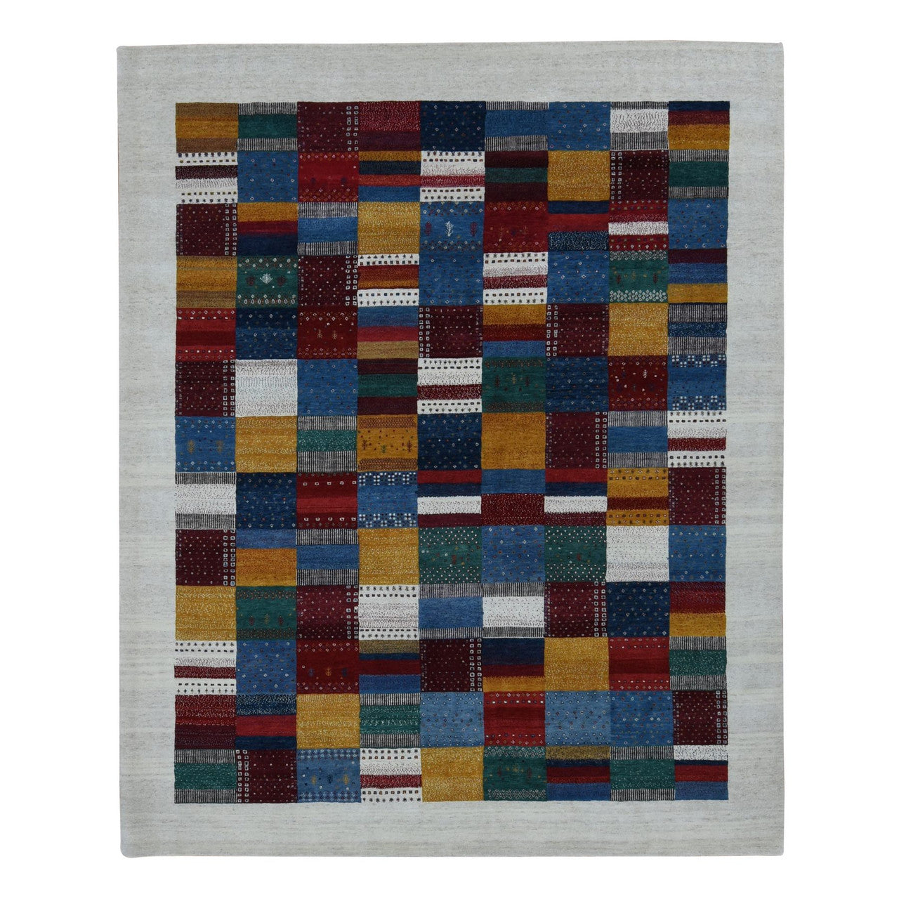 Ivory 8'3" x 9'9" Tribal & Geometric Hand knotted Wool Rug - Sku: O087044
