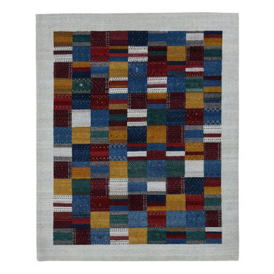 Tribal & Geometric Wool Hand Knotted Rug Ivory No Border 8.3X9.9 -O087044