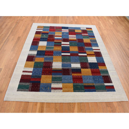 Tribal & Geometric Wool Hand Knotted Rug Ivory No Border 8.3X9.9 -O087044