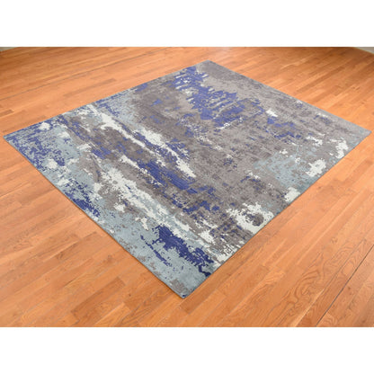 Modern and Contemporary Wool & Silk Hand Knotted Rug Purple No Border 7.10X10.0 -O087045