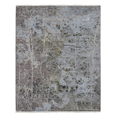Modern and Contemporary Wool & Silk Hand Knotted Rug Grey No Border 8.0X10.1 -O087046