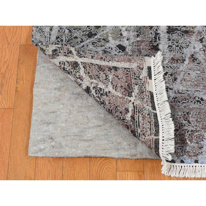 Modern and Contemporary Wool & Silk Hand Knotted Rug Grey No Border 8.0X10.1 -O087046