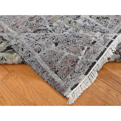 Modern and Contemporary Wool & Silk Hand Knotted Rug Grey No Border 8.0X10.1 -O087046