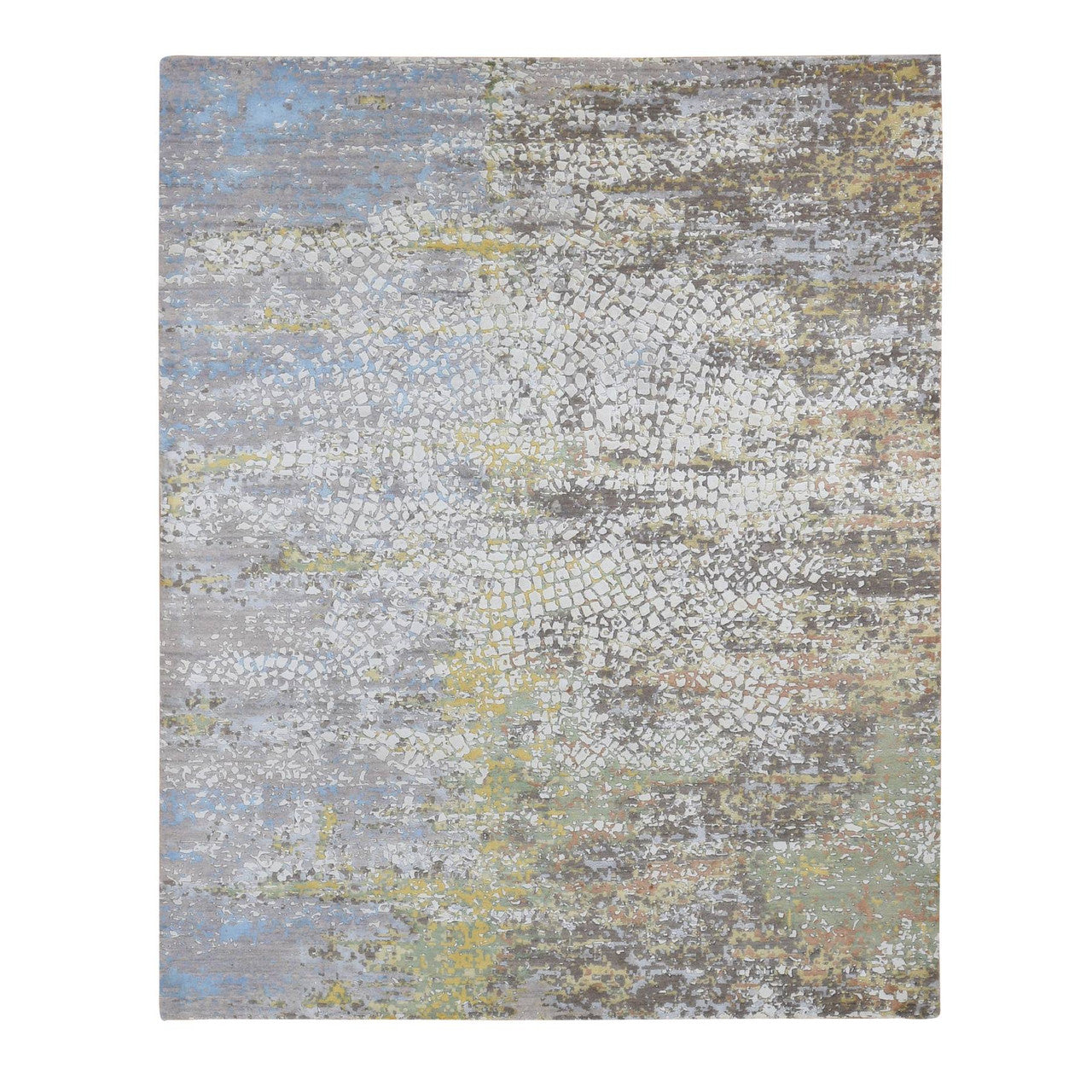 Ivory 8'1" x 10'1" Modern and Contemporary Hand knotted Wool/Silk Rug - Sku: O087047