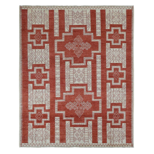 Oushak And Peshawar Wool Hand Knotted Rug Red No Border 8.1X10.0 -O087048