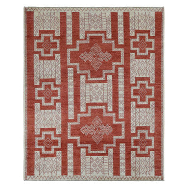 Oushak And Peshawar Wool Hand Knotted Rug Red No Border 8.1X10.0 -O087048